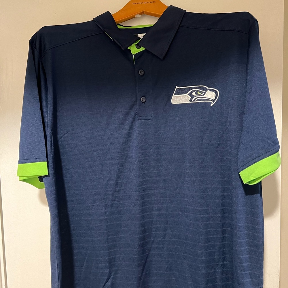 Seattle Seahawks men’s Navy and Lime Polo Shirt XL